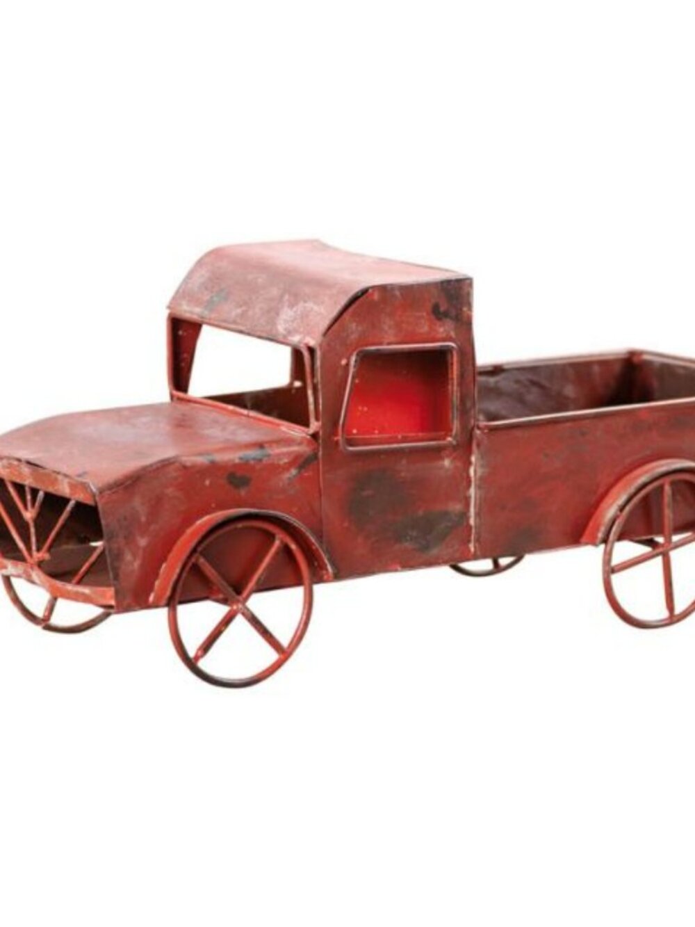 New Rustic dark Red Truck Planter in distressed metal